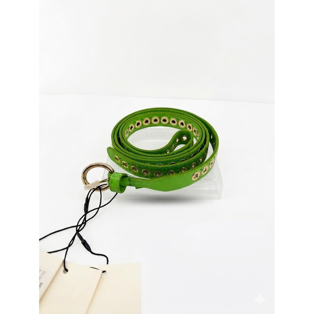 Sandro Adelia Double Wrap Leather Eyelet Belt Vert Pomme Green Gold T1 NEW